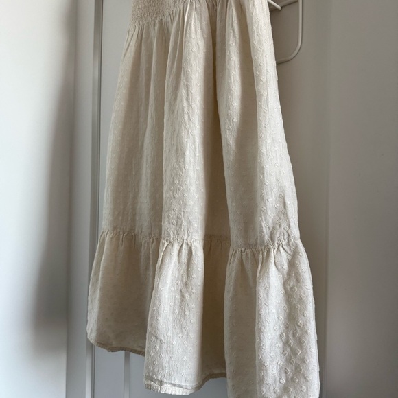 Gap cream cotton linen off-the-shoulder short sleeve midi peasant dress - Small - Picture 4 of 5
